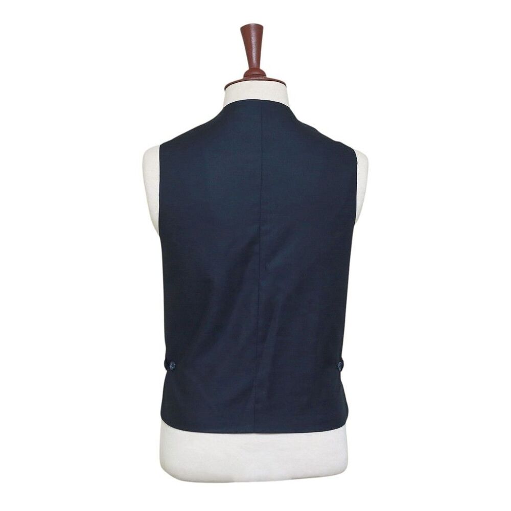 Mens Vest 44R Tartan Plaid Wool Blend Blue Green Yellow Lapel Waistcoat Wedding - Picture 2 of 9